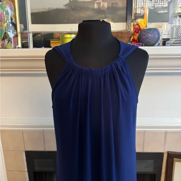 MSK Blue Midi Cocktail Dress w/ “Crystal” Accents - Picture 4 of 6